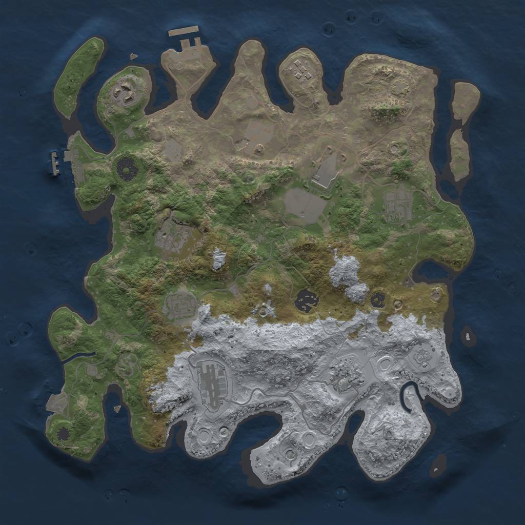 Rust Map: Procedural Map, Size: 3500, Seed: 1605593203, 18 Monuments