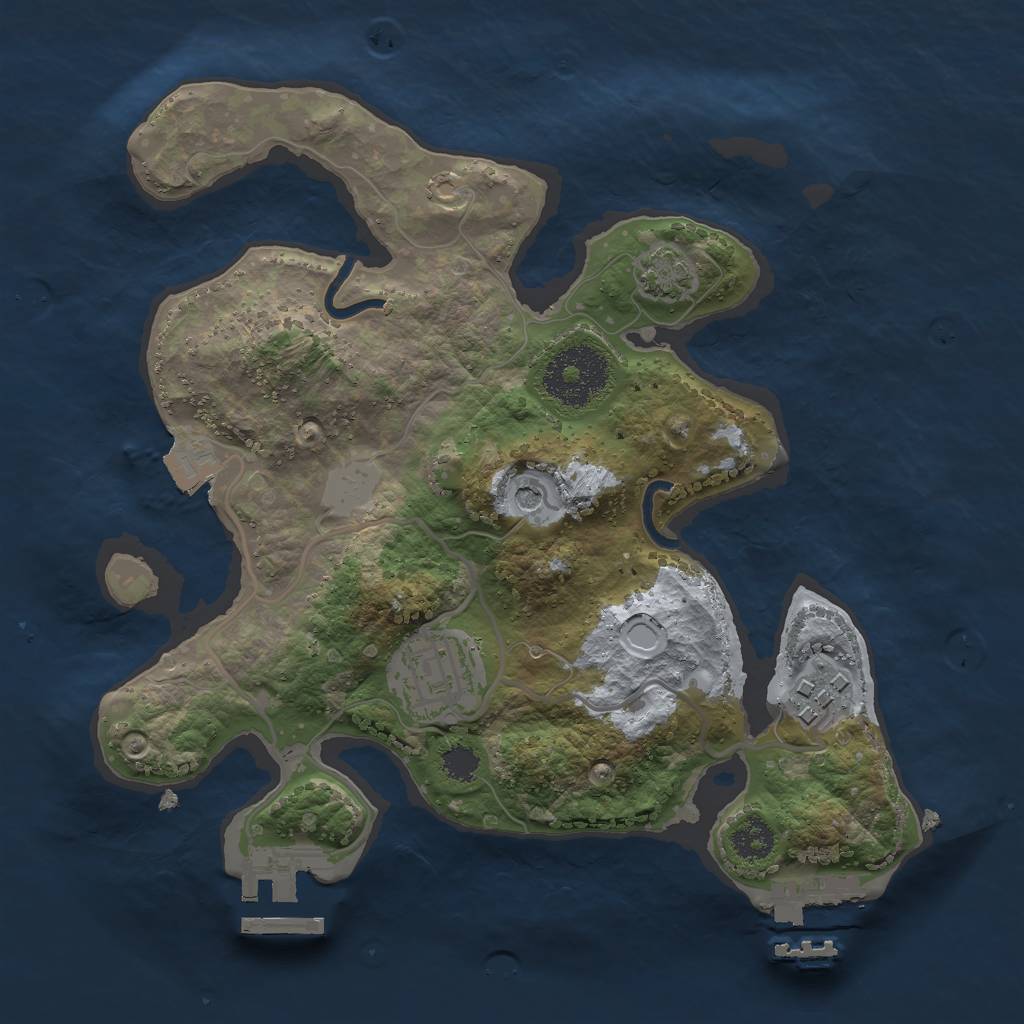 Rust Map: Procedural Map, Size: 2500, Seed: 504654257, 9 Monuments