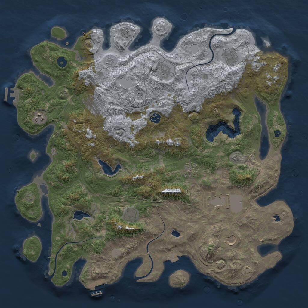 Rust Map: Procedural Map, Size: 4500, Seed: 19379040, 16 Monuments
