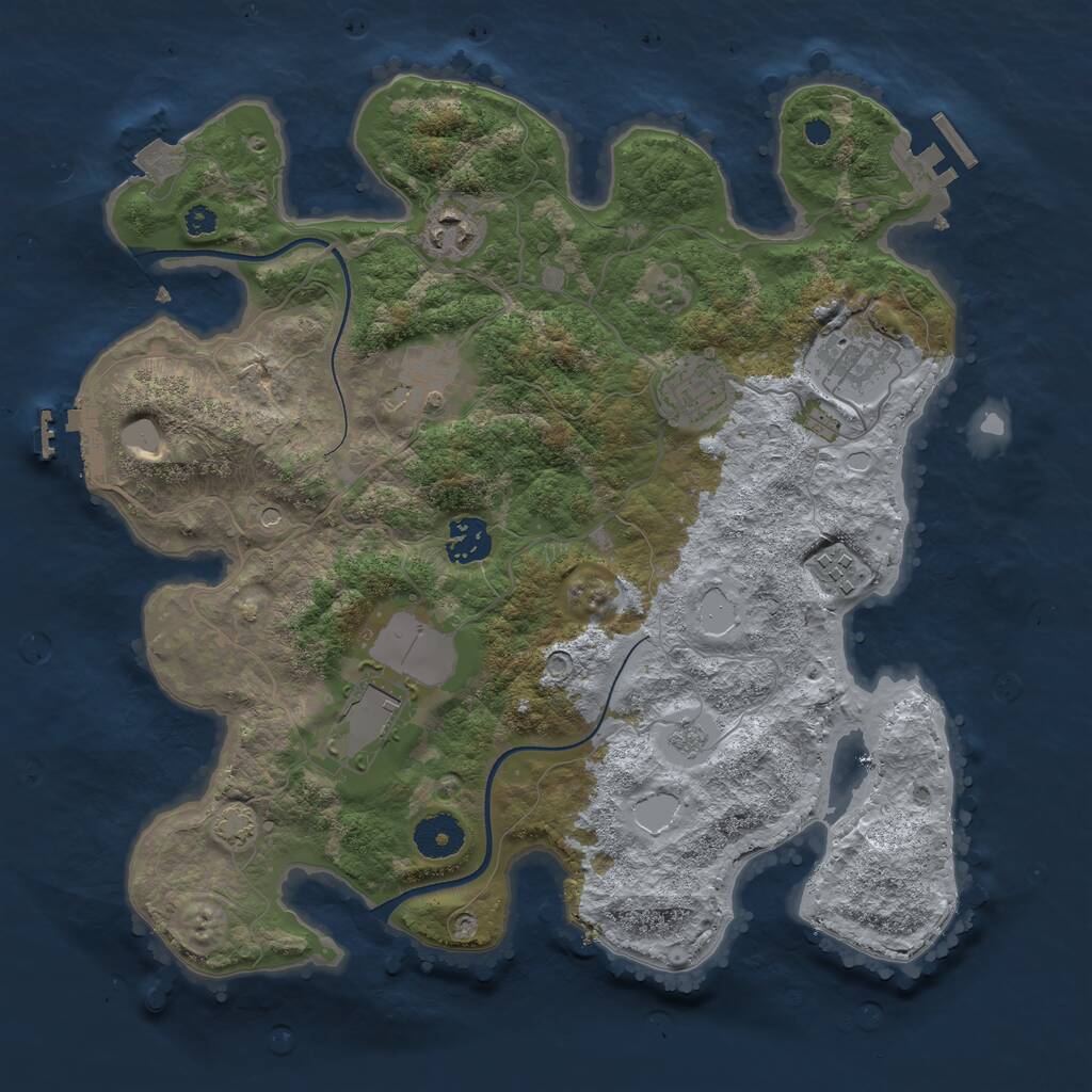 Rust Map: Procedural Map, Size: 3500, Seed: 1378808811, 13 Monuments