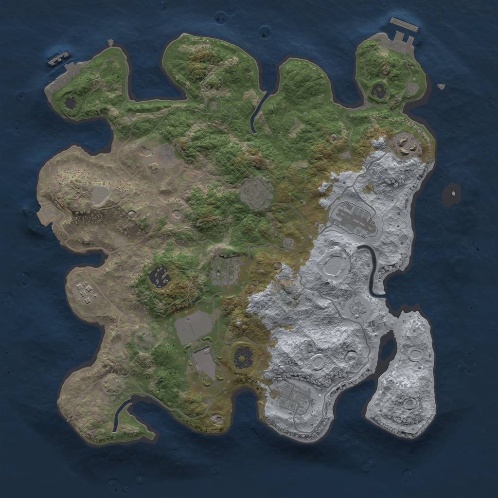 Rust Map: Procedural Map, Size: 3500, Seed: 1378808811, 17 Monuments