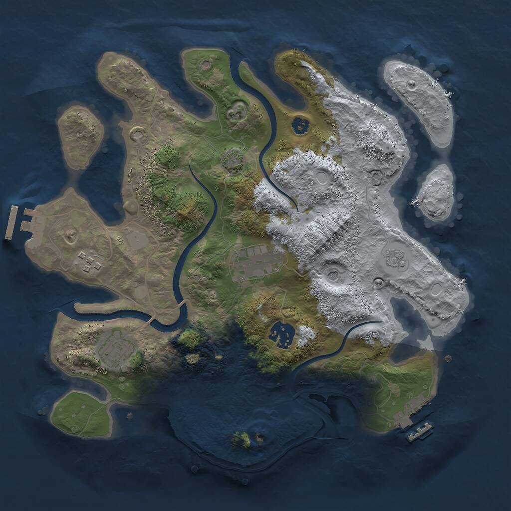 Rust Map: Procedural Map, Size: 3000, Seed: 2720576, 10 Monuments