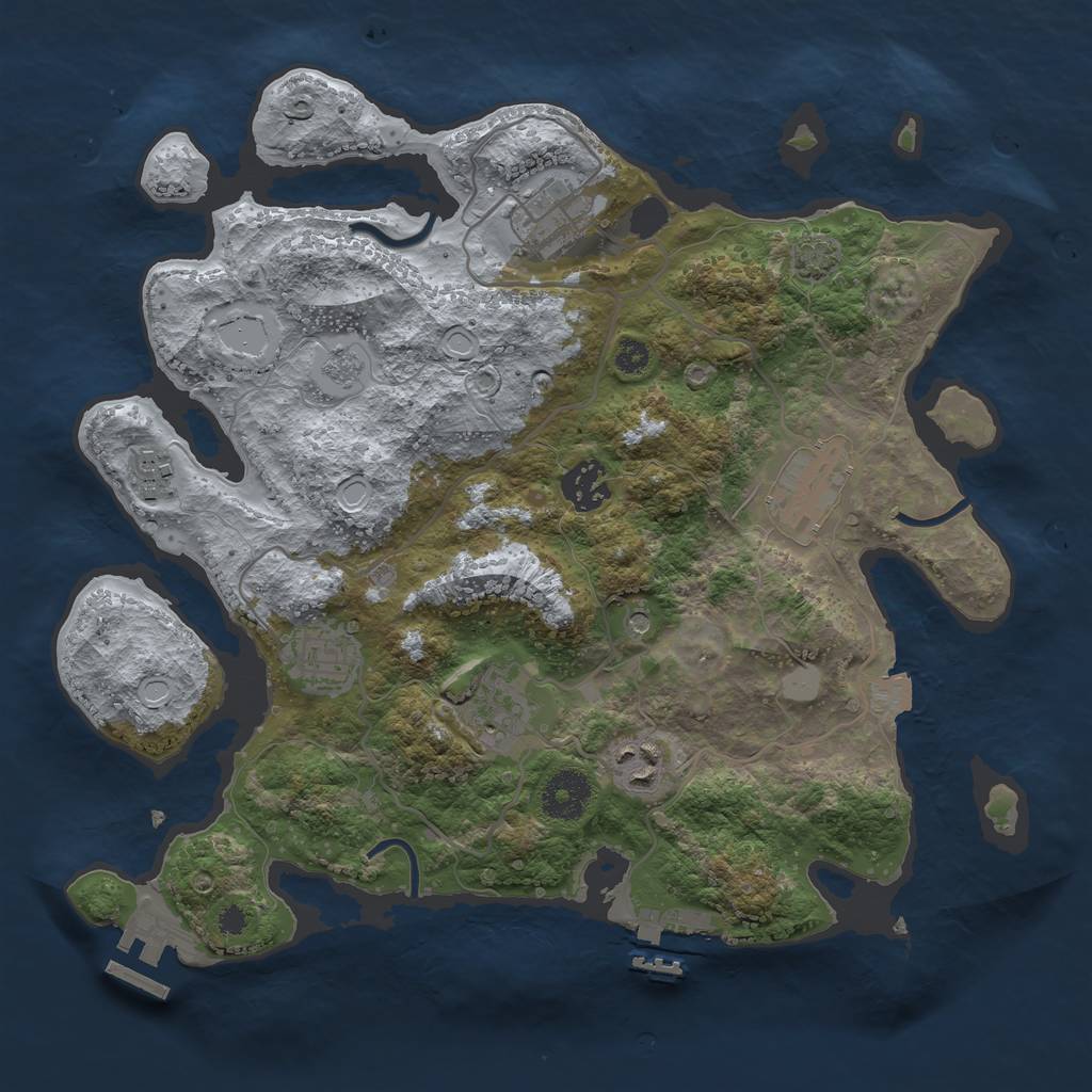Rust Map: Procedural Map, Size: 3300, Seed: 3723127, 15 Monuments
