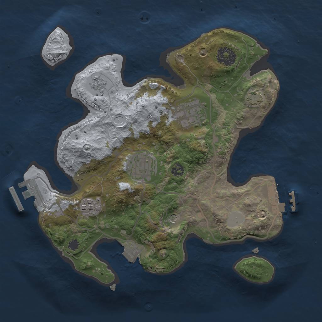 Rust Map: Procedural Map, Size: 2500, Seed: 2111123808, 11 Monuments