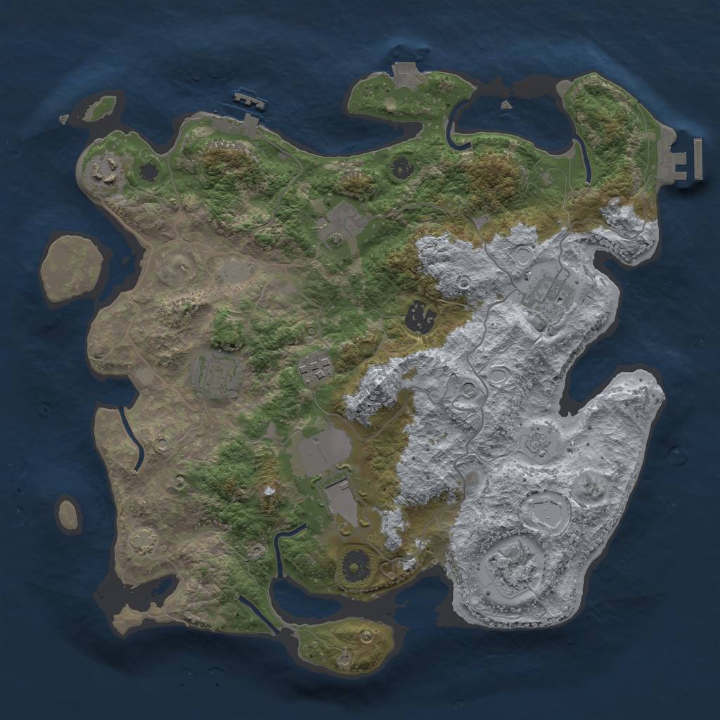 Rust Map: Procedural Map, Size: 3500, Seed: 1327692596, 16 Monuments