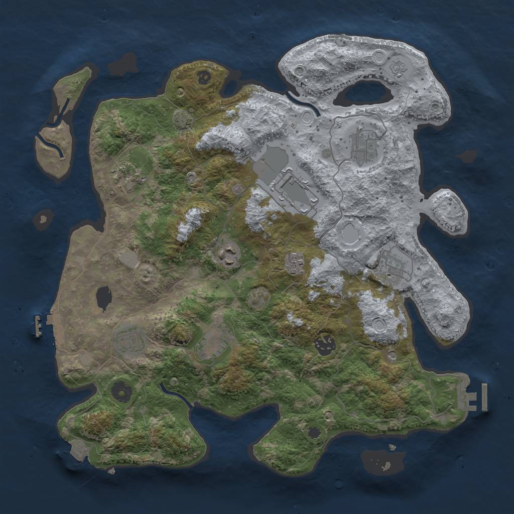 Rust Map: Procedural Map, Size: 3700, Seed: 69295756, 17 Monuments