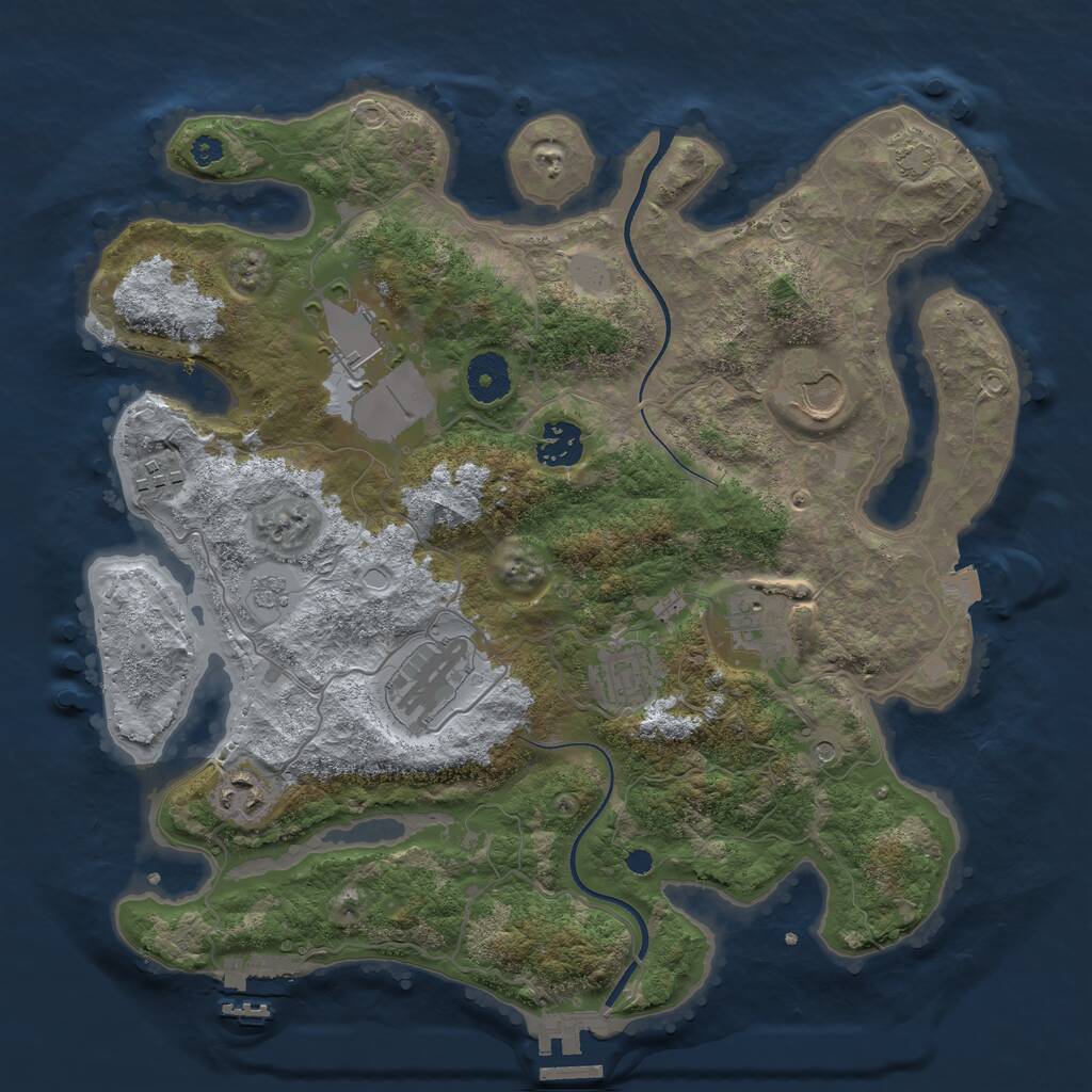 Rust Map: Procedural Map, Size: 3500, Seed: 494357428, 14 Monuments