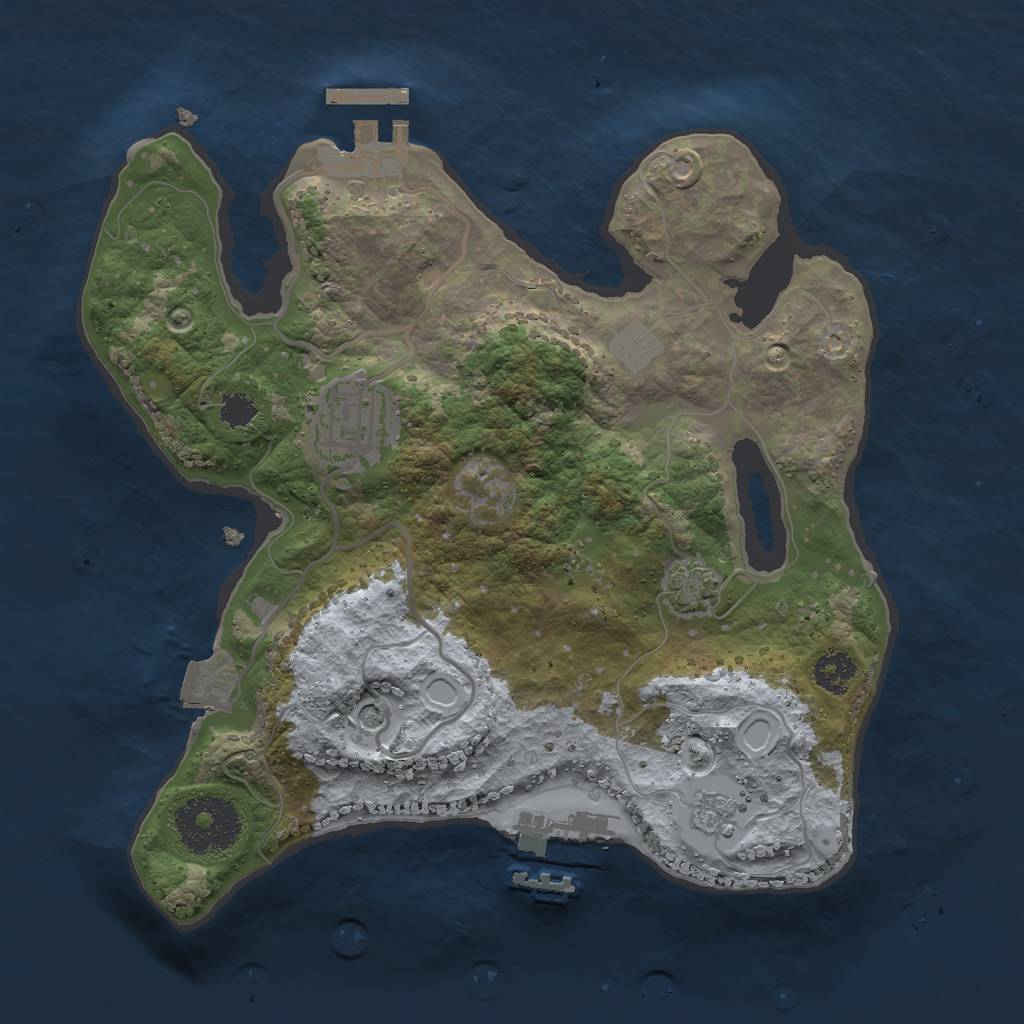 Rust Map: Procedural Map, Size: 2500, Seed: 80, 9 Monuments