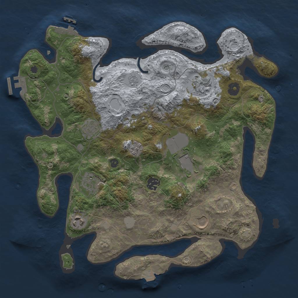 Rust Map: Procedural Map, Size: 3500, Seed: 8008004, 16 Monuments