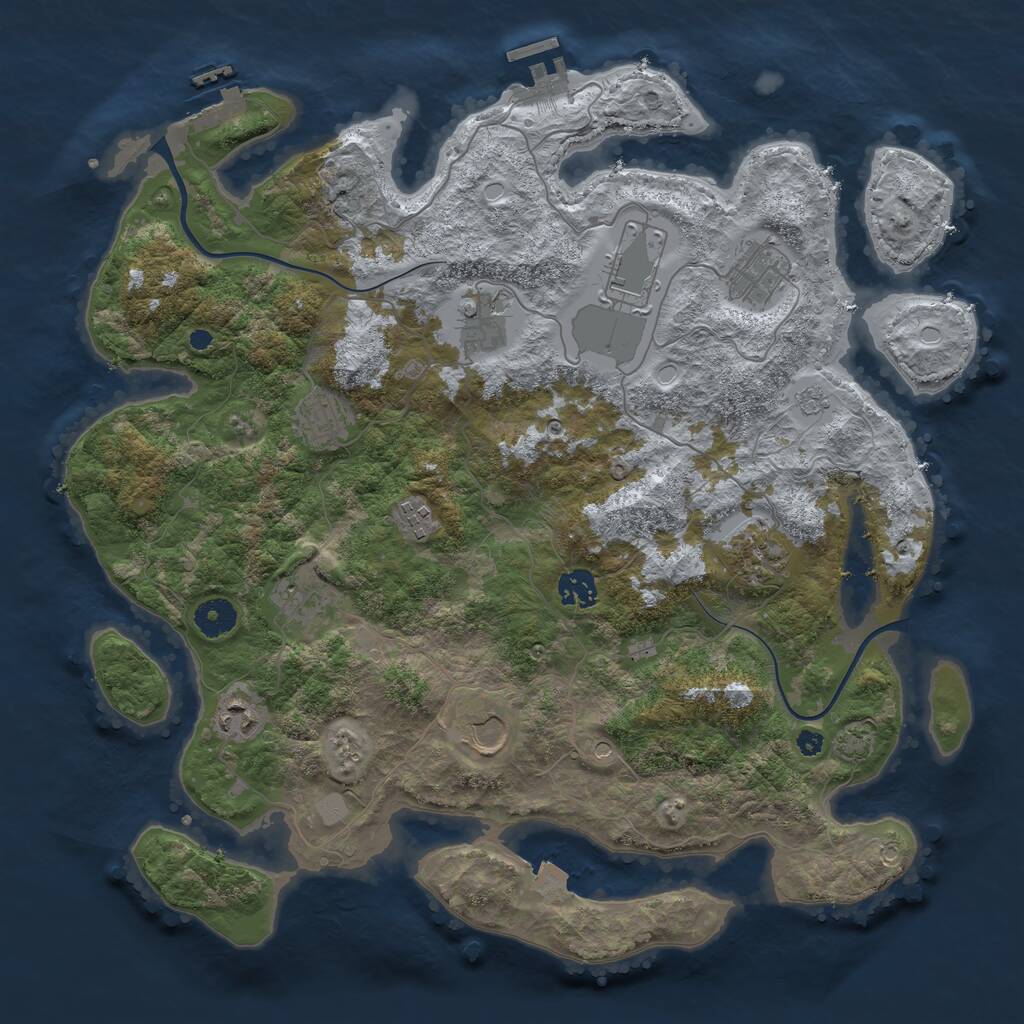 Rust Map: Procedural Map, Size: 3900, Seed: 370, 16 Monuments