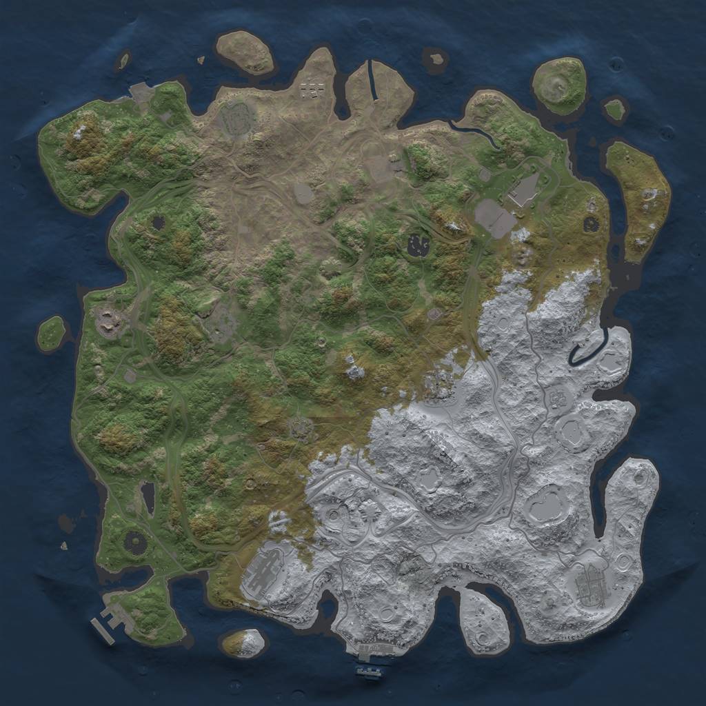 Rust Map: Procedural Map, Size: 4500, Seed: 344953090, 18 Monuments