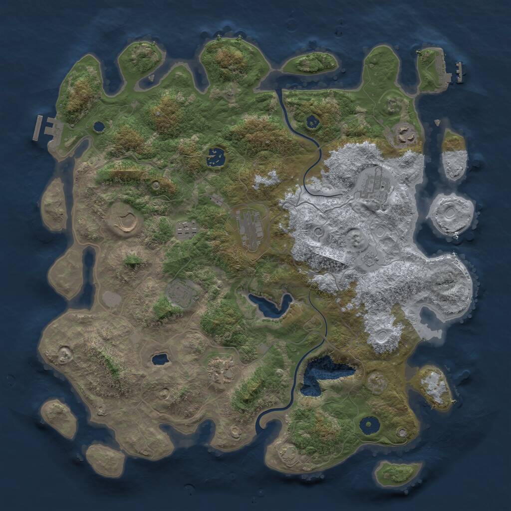 Rust Map: Procedural Map, Size: 4000, Seed: 1973291544, 14 Monuments