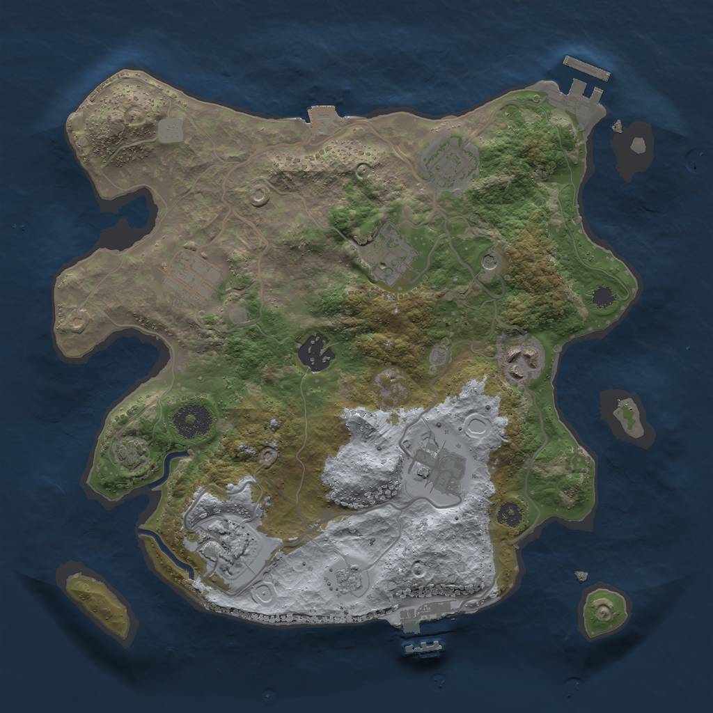 Rust Map: Procedural Map, Size: 3000, Seed: 1586197258, 15 Monuments