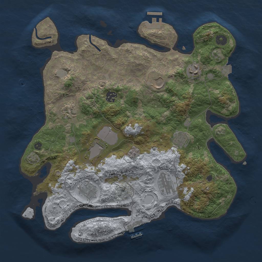 Rust Map: Procedural Map, Size: 3500, Seed: 351316, 16 Monuments