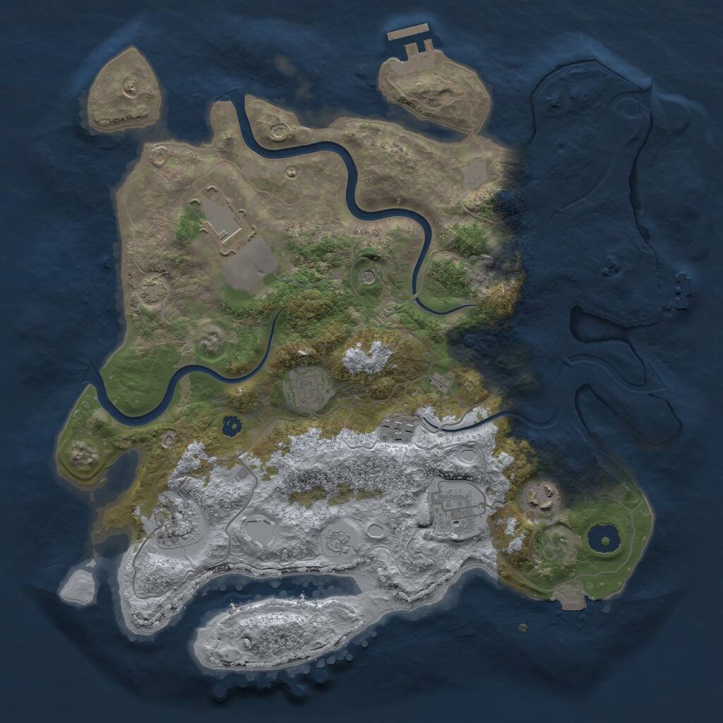 Rust Map: Procedural Map, Size: 3500, Seed: 351316, 12 Monuments