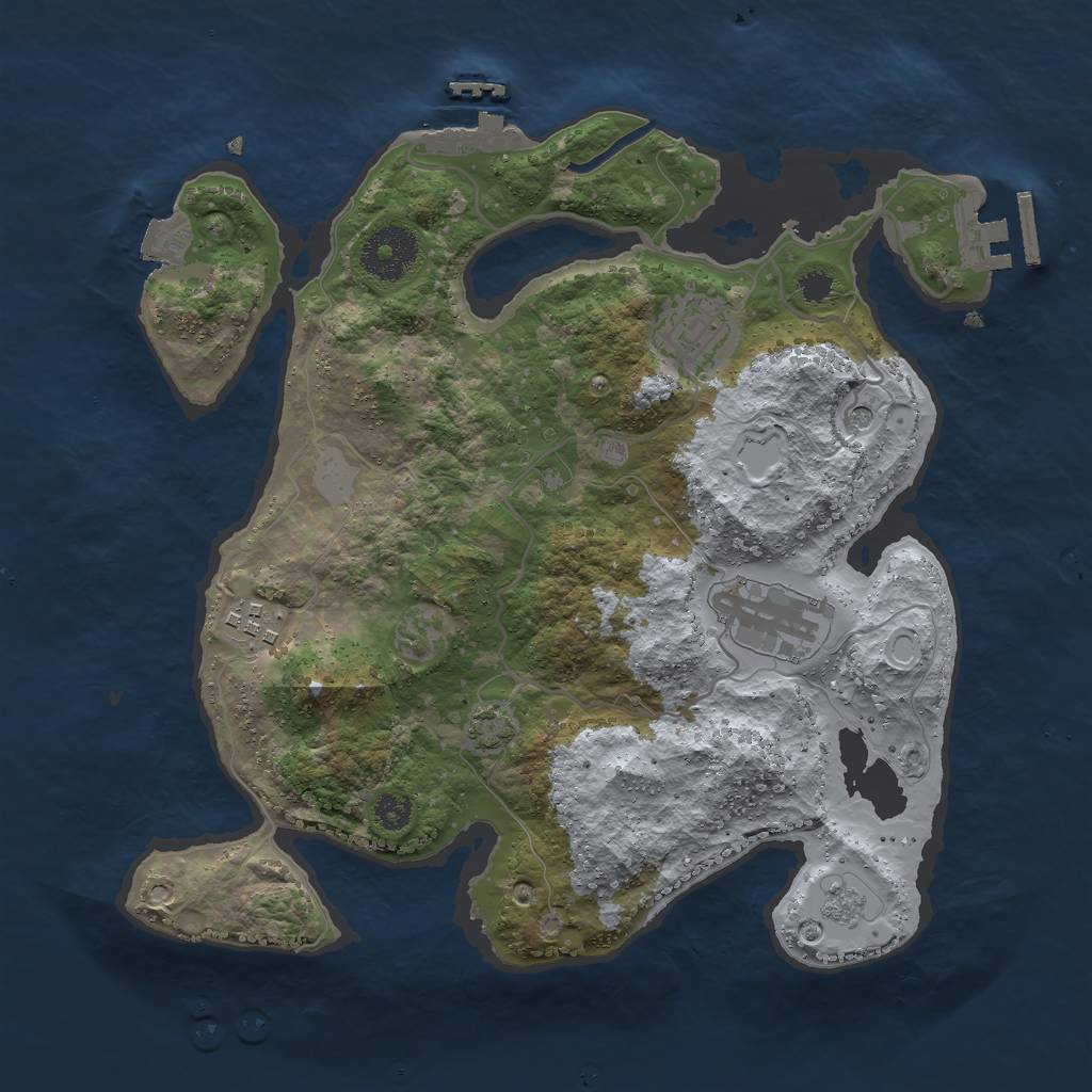 Rust Map: Procedural Map, Size: 3000, Seed: 38491, 11 Monuments