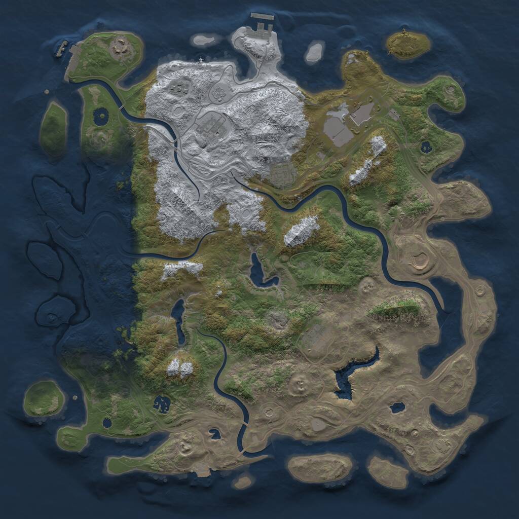 Rust Map: Procedural Map, Size: 4500, Seed: 1673665416, 14 Monuments