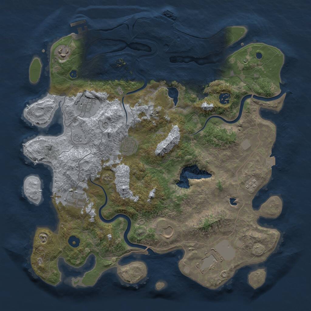 Rust Map: Procedural Map, Size: 4000, Seed: 1307930303, 14 Monuments