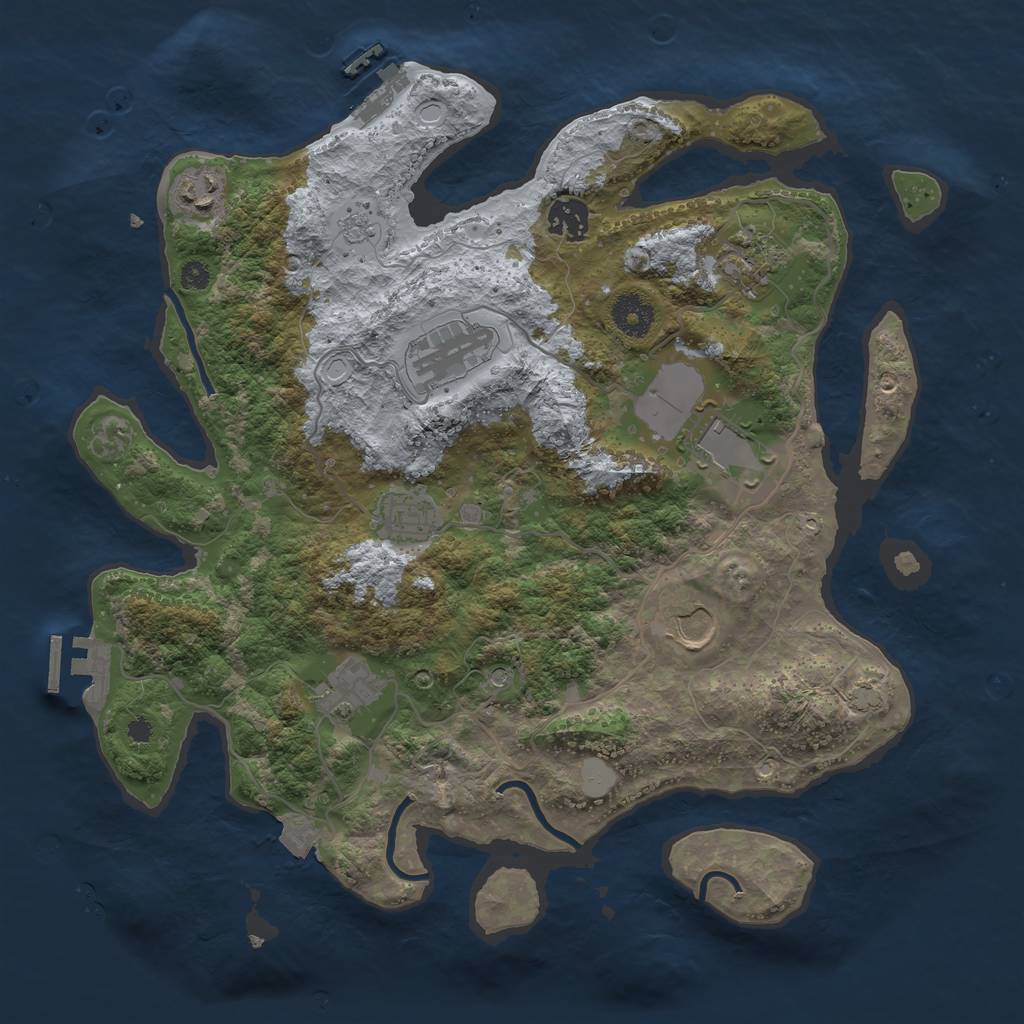 Rust Map: Procedural Map, Size: 3600, Seed: 905, 16 Monuments