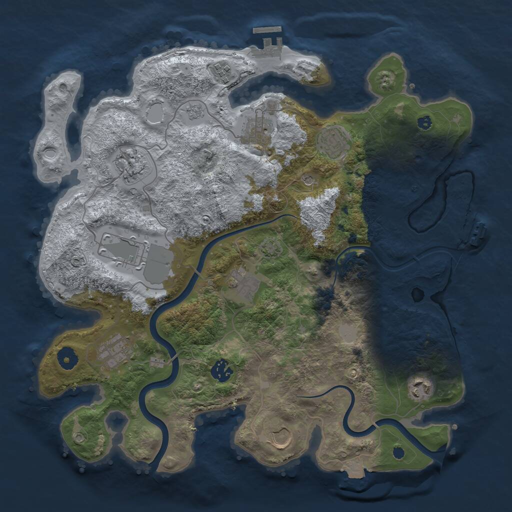 Rust Map: Procedural Map, Size: 3600, Seed: 13007, 16 Monuments