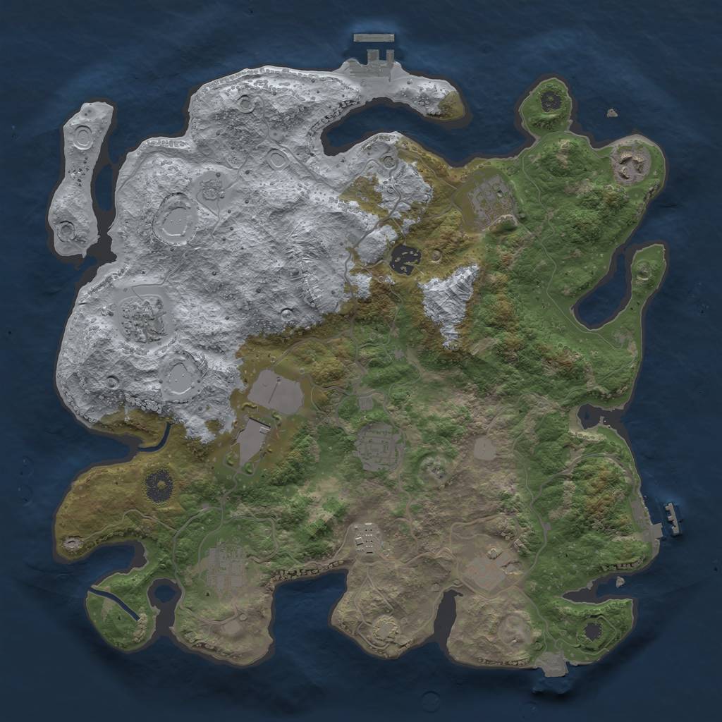 Rust Map: Procedural Map, Size: 3600, Seed: 13007, 17 Monuments