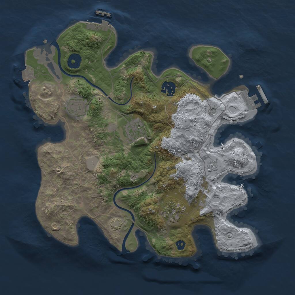Rust Map: Procedural Map, Size: 3000, Seed: 79238, 10 Monuments