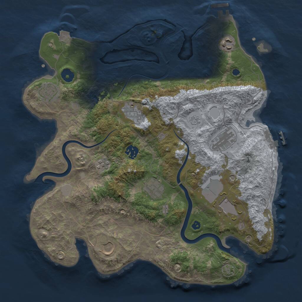 Rust Map: Procedural Map, Size: 3500, Seed: 9413008, 15 Monuments