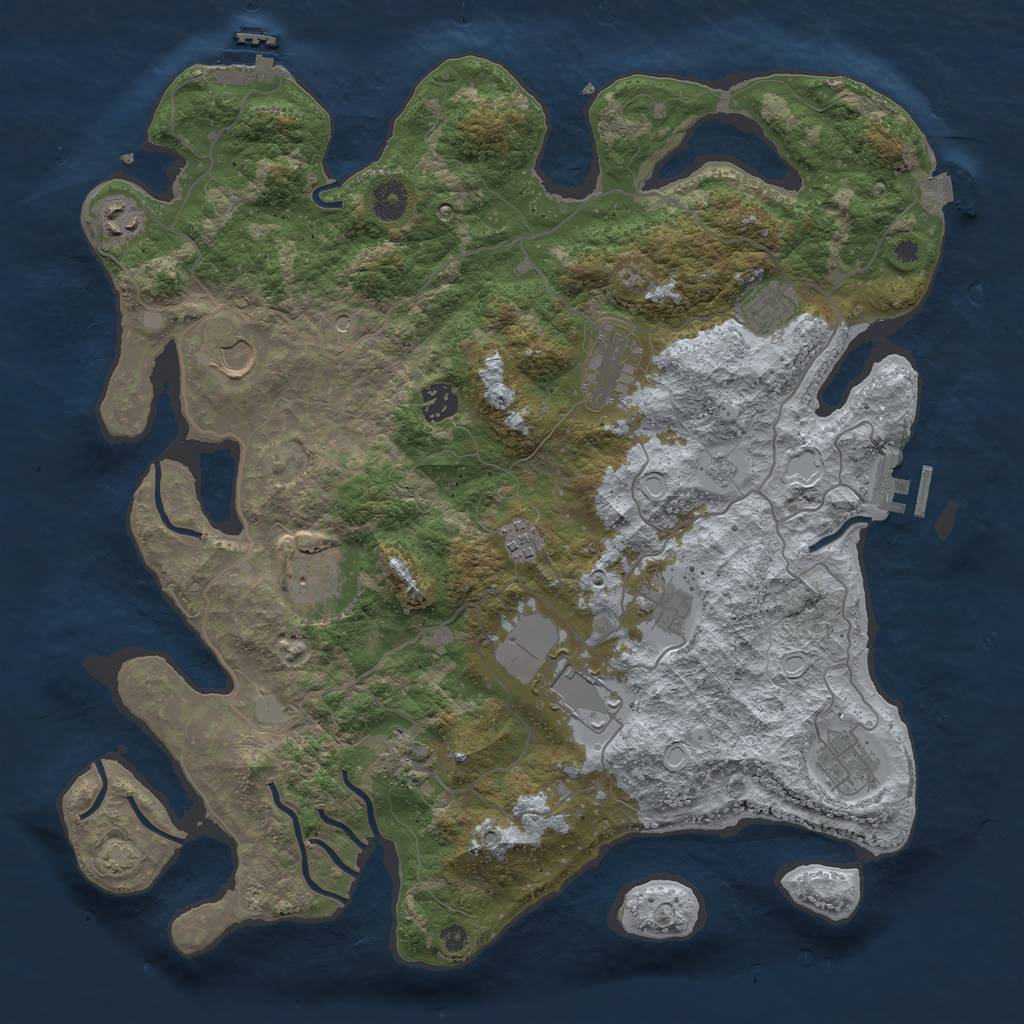 Rust Map: Procedural Map, Size: 4000, Seed: 1044755413, 19 Monuments