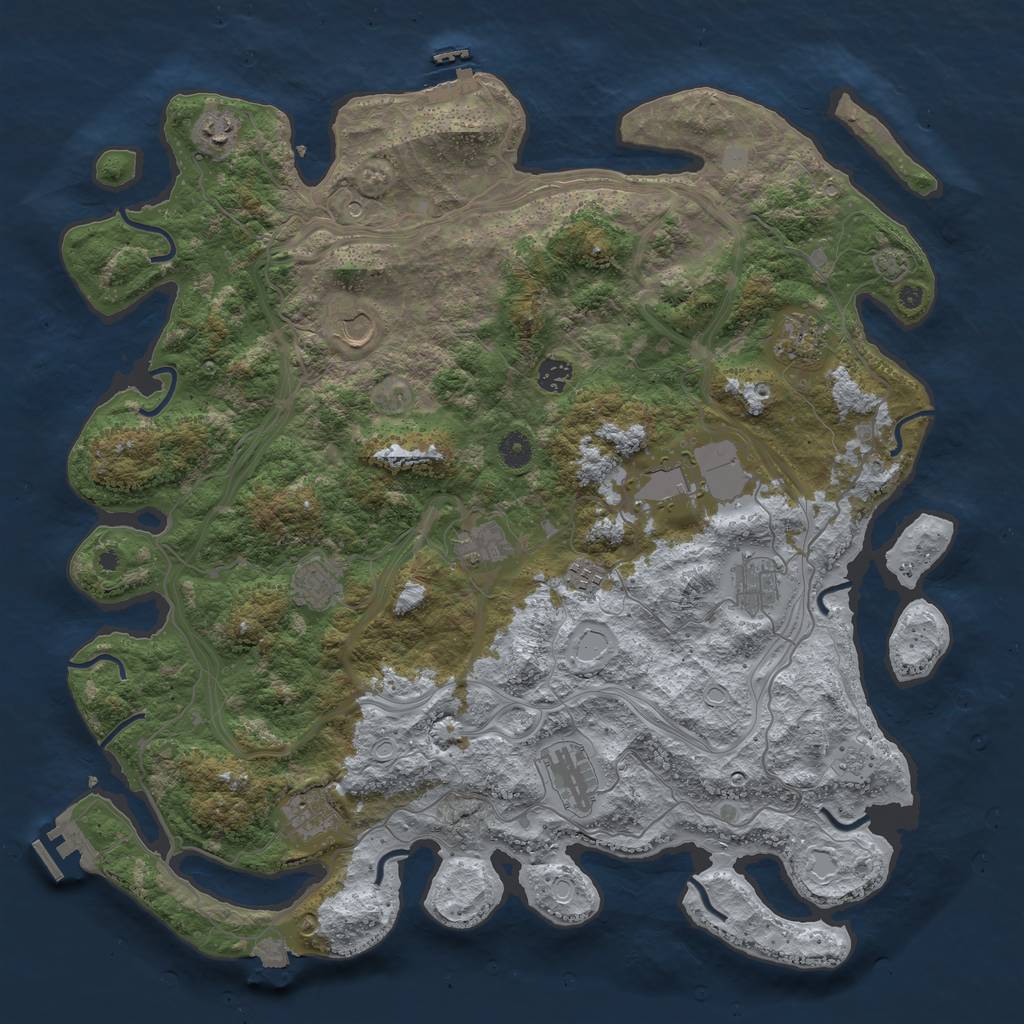 Rust Map: Procedural Map, Size: 4500, Seed: 1825509817, 19 Monuments