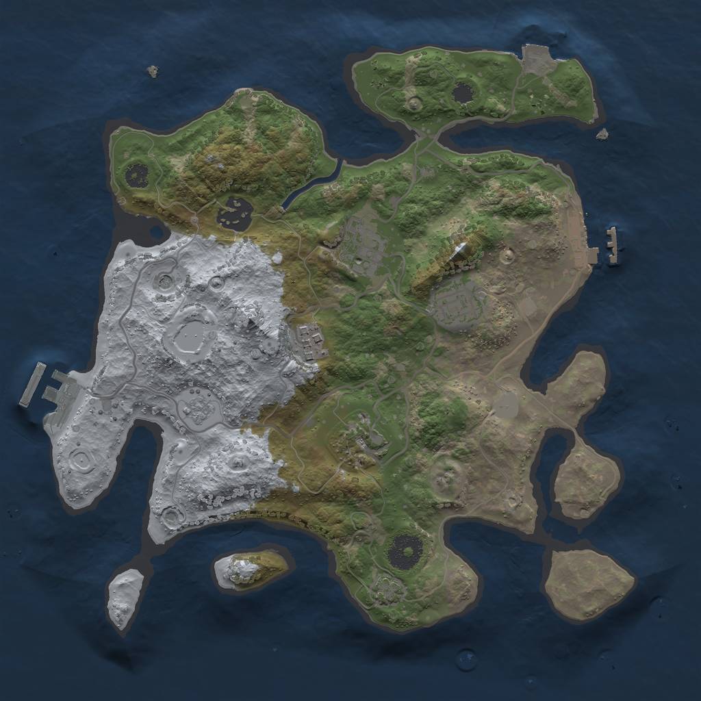 Rust Map: Procedural Map, Size: 3000, Seed: 5992, 13 Monuments