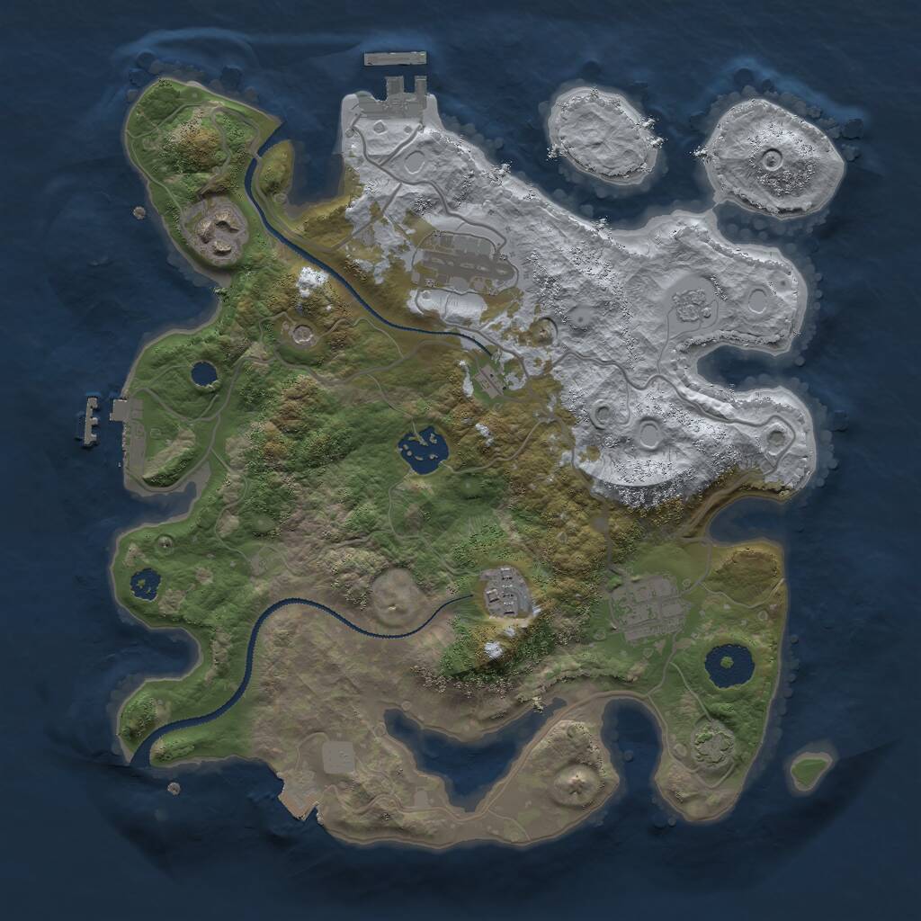 Rust Map: Procedural Map, Size: 3000, Seed: 16190, 11 Monuments