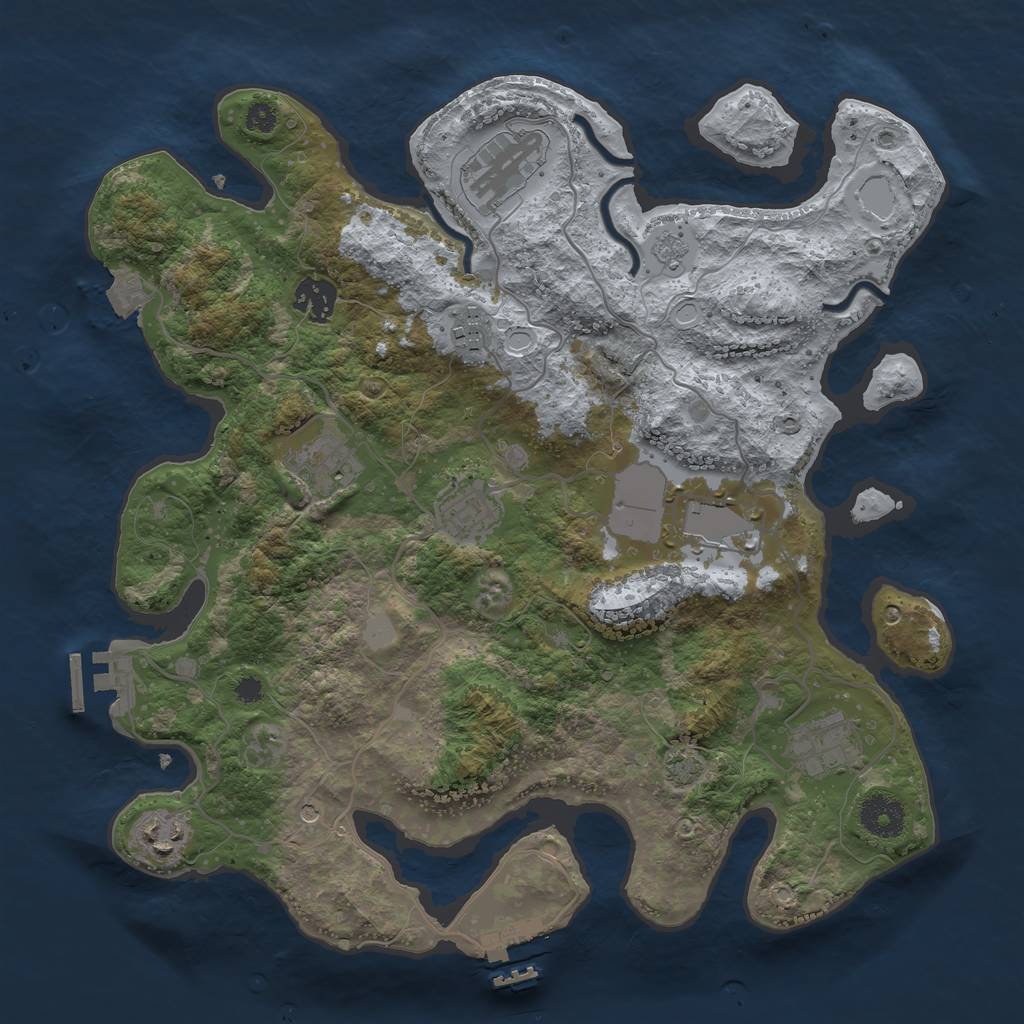 Rust Map: Procedural Map, Size: 3500, Seed: 16190, 16 Monuments