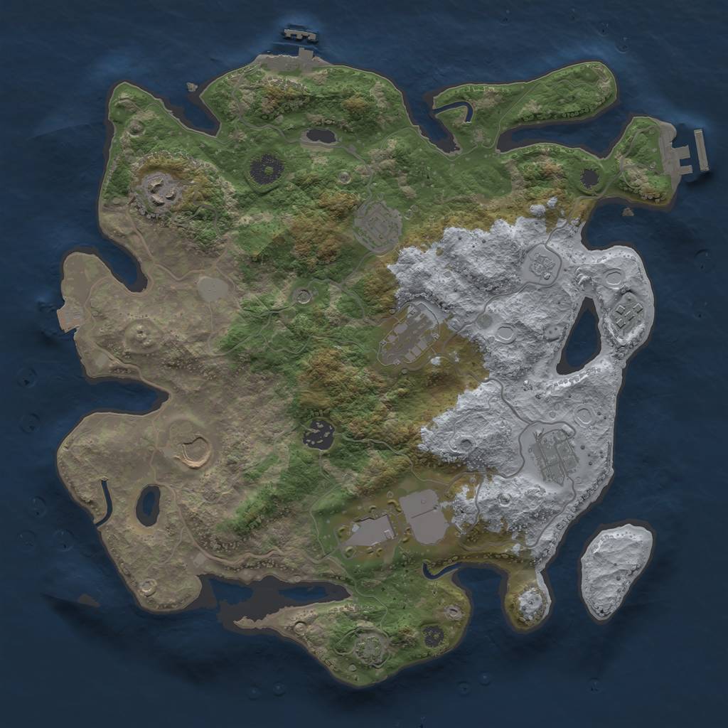 Rust Map: Procedural Map, Size: 3500, Seed: 398628299, 16 Monuments