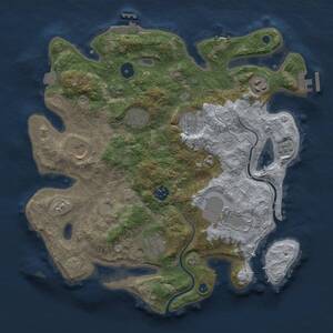 Thumbnail Rust Map: Procedural Map, Size: 3500, Seed: 398628299, 14 Monuments