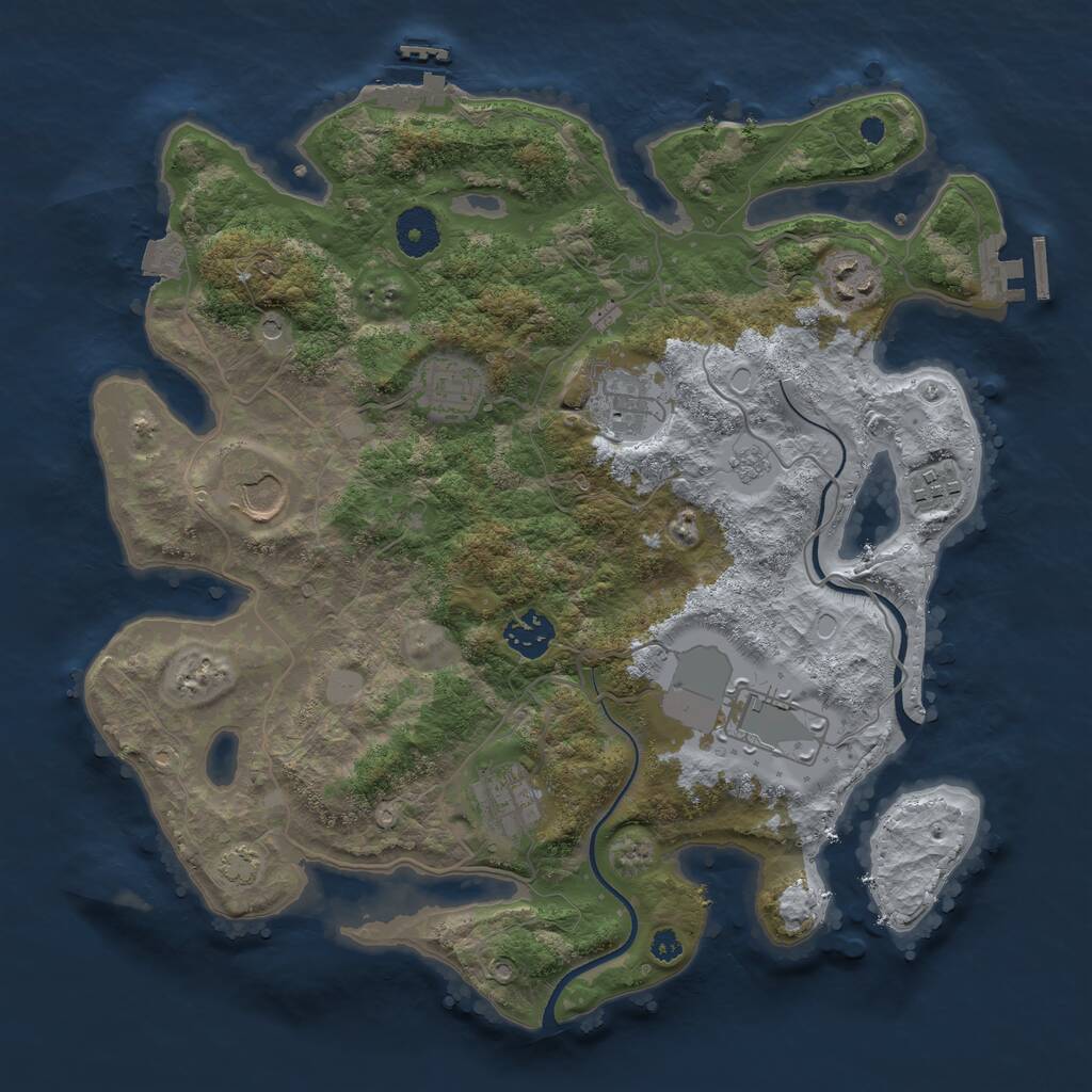Rust Map: Procedural Map, Size: 3500, Seed: 398628299, 14 Monuments