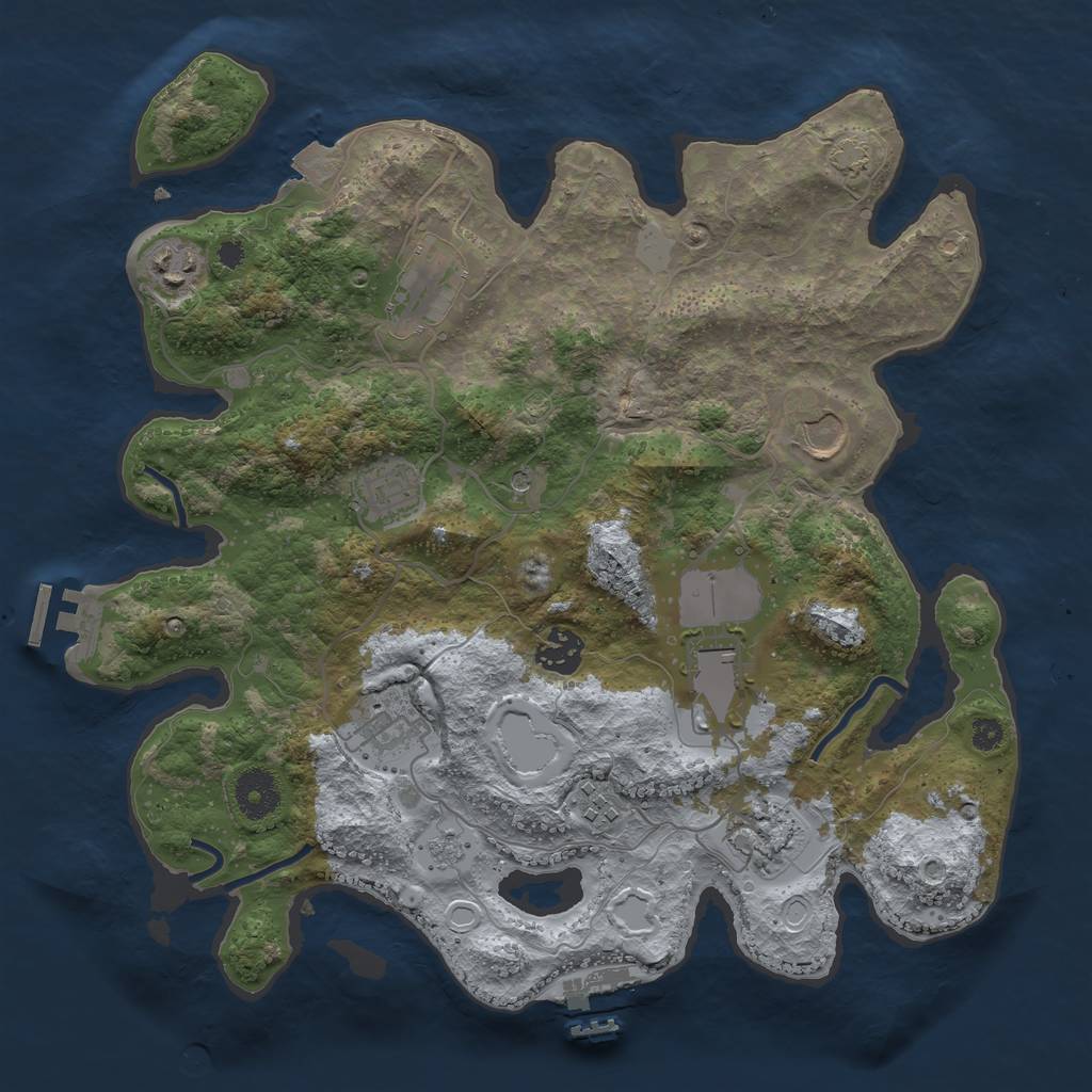 Rust Map: Procedural Map, Size: 3500, Seed: 15514736, 17 Monuments