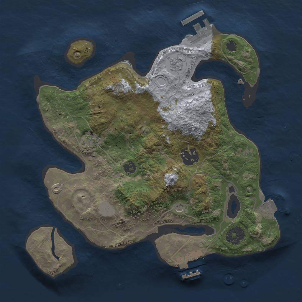 Rust Map: Procedural Map, Size: 2500, Seed: 1910964663, 9 Monuments