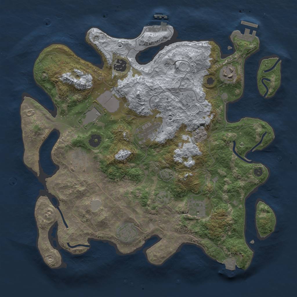 Rust Map: Procedural Map, Size: 3500, Seed: 1910677792, 16 Monuments