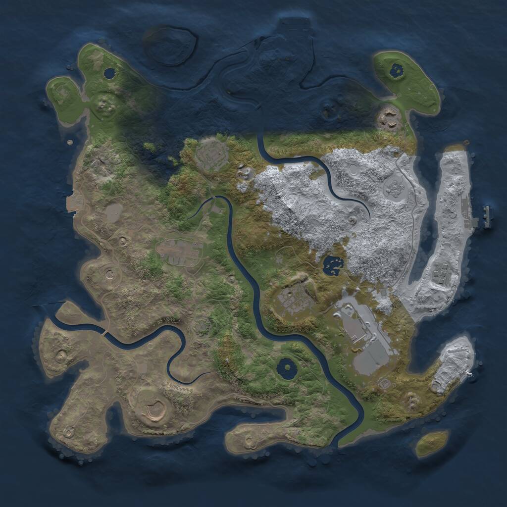 Rust Map: Procedural Map, Size: 3700, Seed: 831522, 14 Monuments