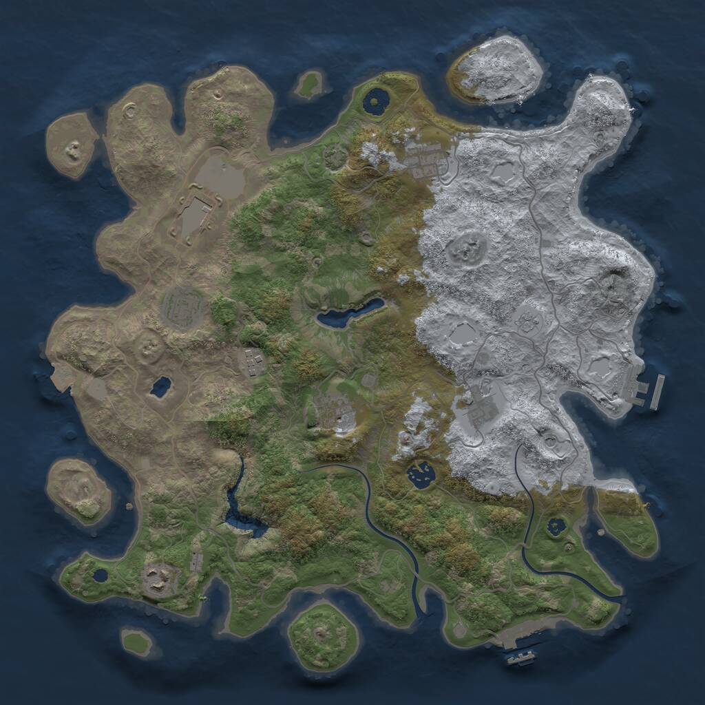 Rust Map: Procedural Map, Size: 4000, Seed: 995192695, 14 Monuments