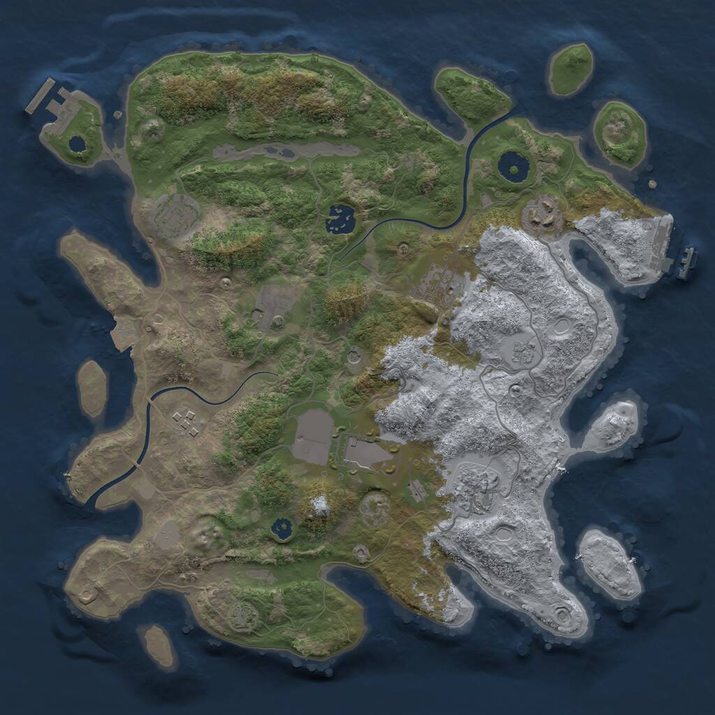 Rust Map: Procedural Map, Size: 3500, Seed: 1798924648, 14 Monuments