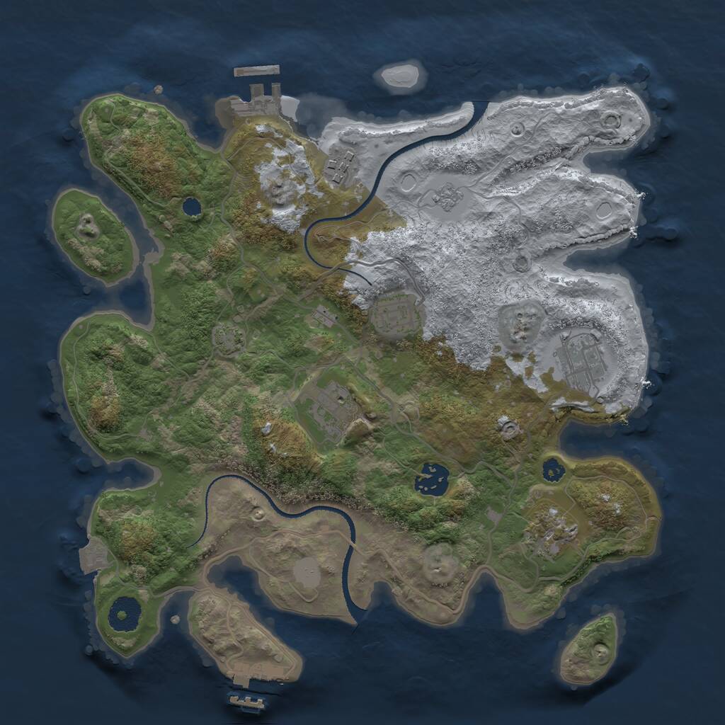 Rust Map: Procedural Map, Size: 3200, Seed: 1865, 11 Monuments