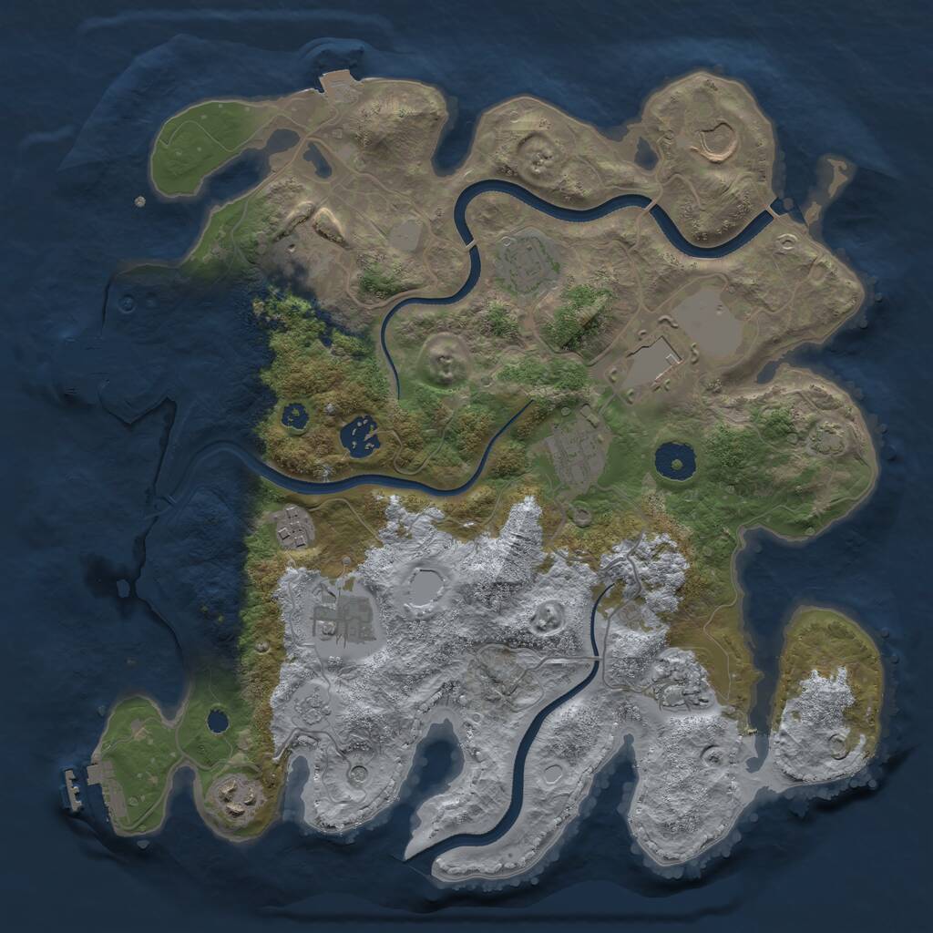 Rust Map: Procedural Map, Size: 3500, Seed: 57842, 16 Monuments