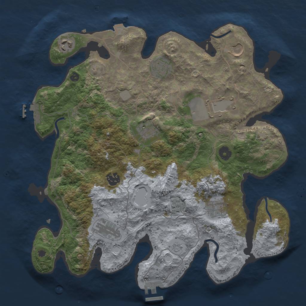 Rust Map: Procedural Map, Size: 3500, Seed: 57842, 16 Monuments