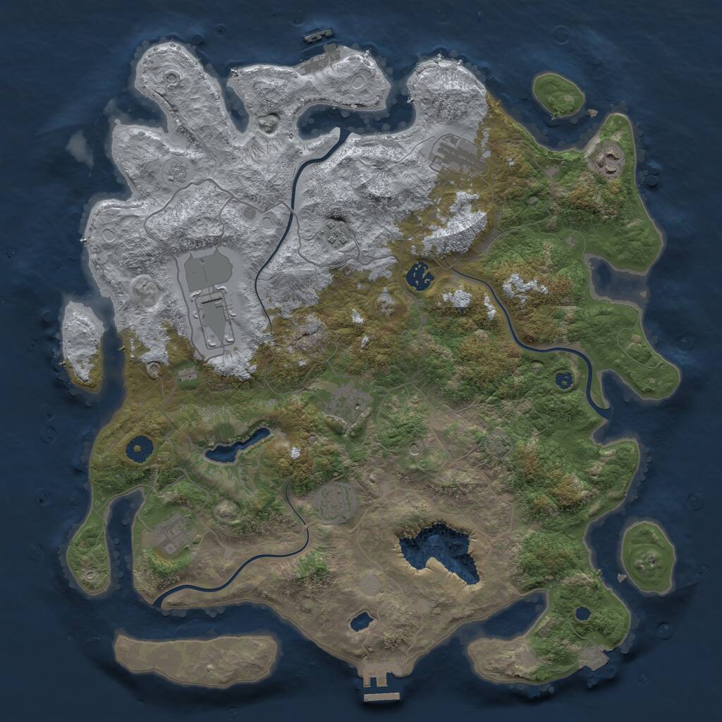 Rust Map: Procedural Map, Size: 4100, Seed: 1215620745, 14 Monuments