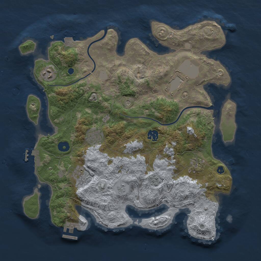 Rust Map: Procedural Map, Size: 3500, Seed: 219695828, 13 Monuments
