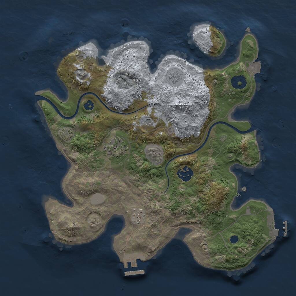 Rust Map: Procedural Map, Size: 3000, Seed: 27629, 9 Monuments