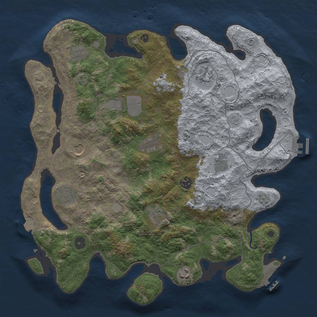 Rust Map: Procedural Map, Size: 4000, Seed: 2066234922, 19 Monuments