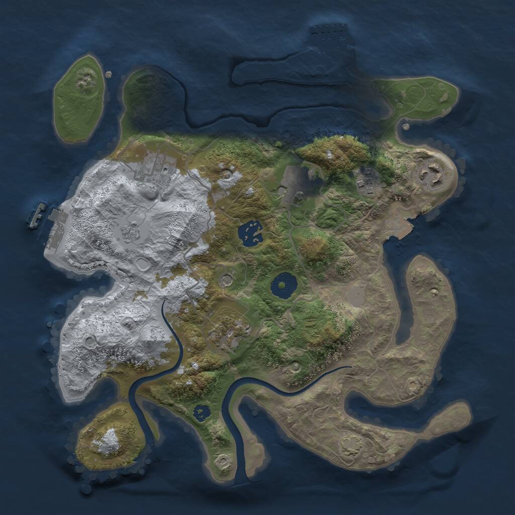 Rust Map: Procedural Map, Size: 3000, Seed: 25853, 12 Monuments