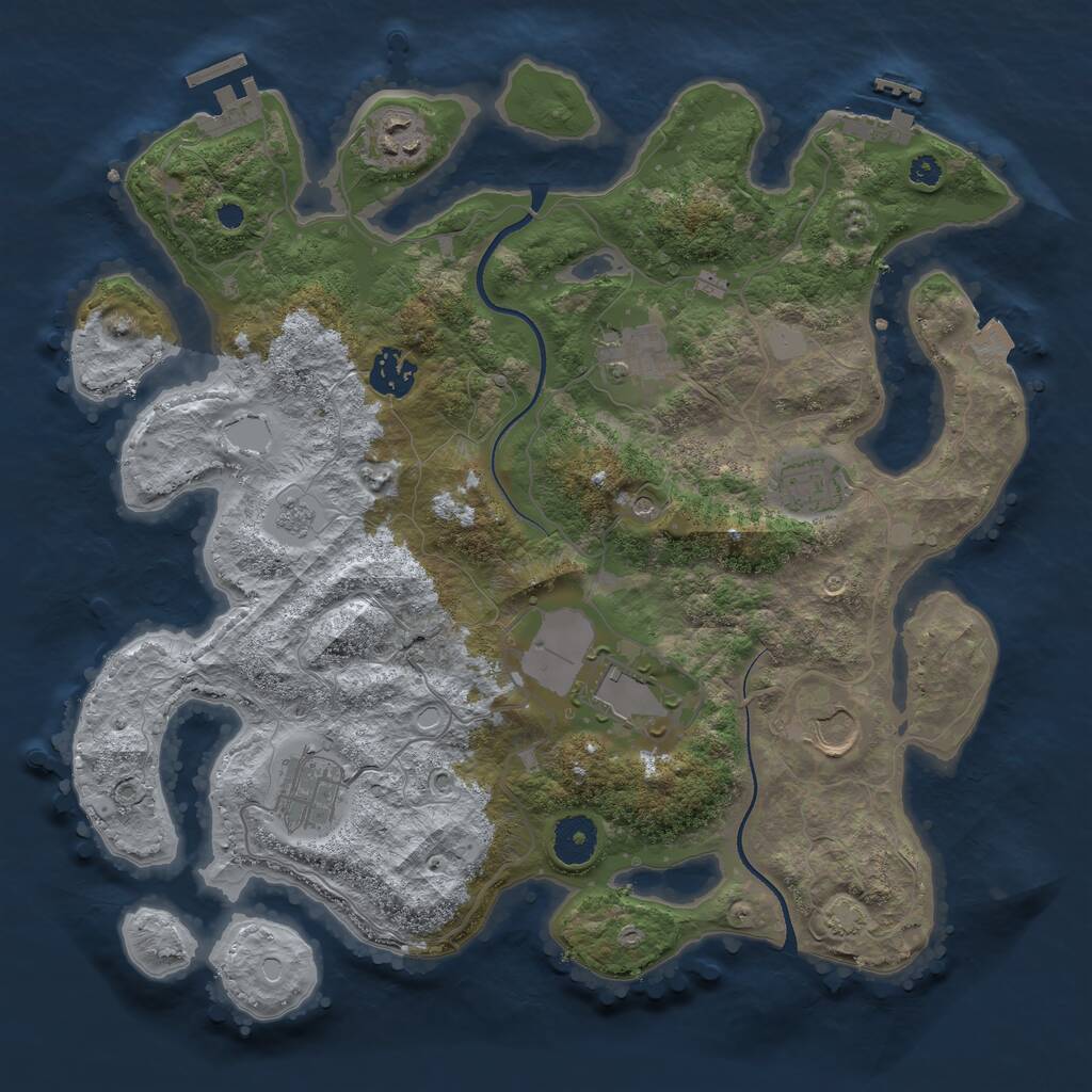 Rust Map: Procedural Map, Size: 3500, Seed: 23033959, 13 Monuments